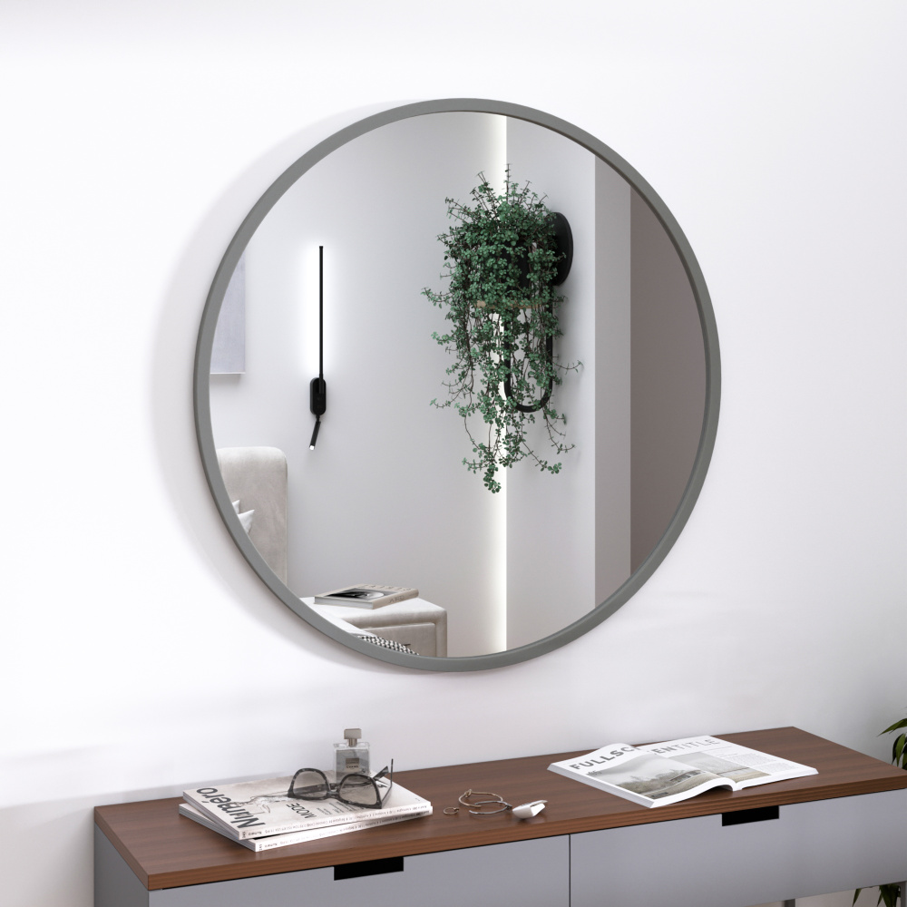 Круглое зеркало в МДФ раме RAL9007