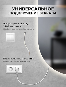 Зеркало настенное с теплой подсветкой в полный рост арка вниз 60x180